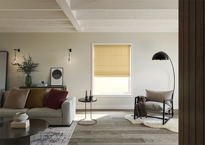 Akoya Faux Silk, Lustre Old Gold - Motorised Roman Blind - Image 8